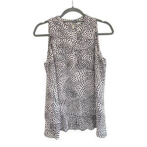 Sioni Size M Sleeveless Black White Polka Dot Layered Blouse Longline Flowy